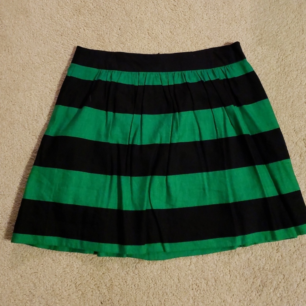 Banana Republic linen blend navy and green skirt